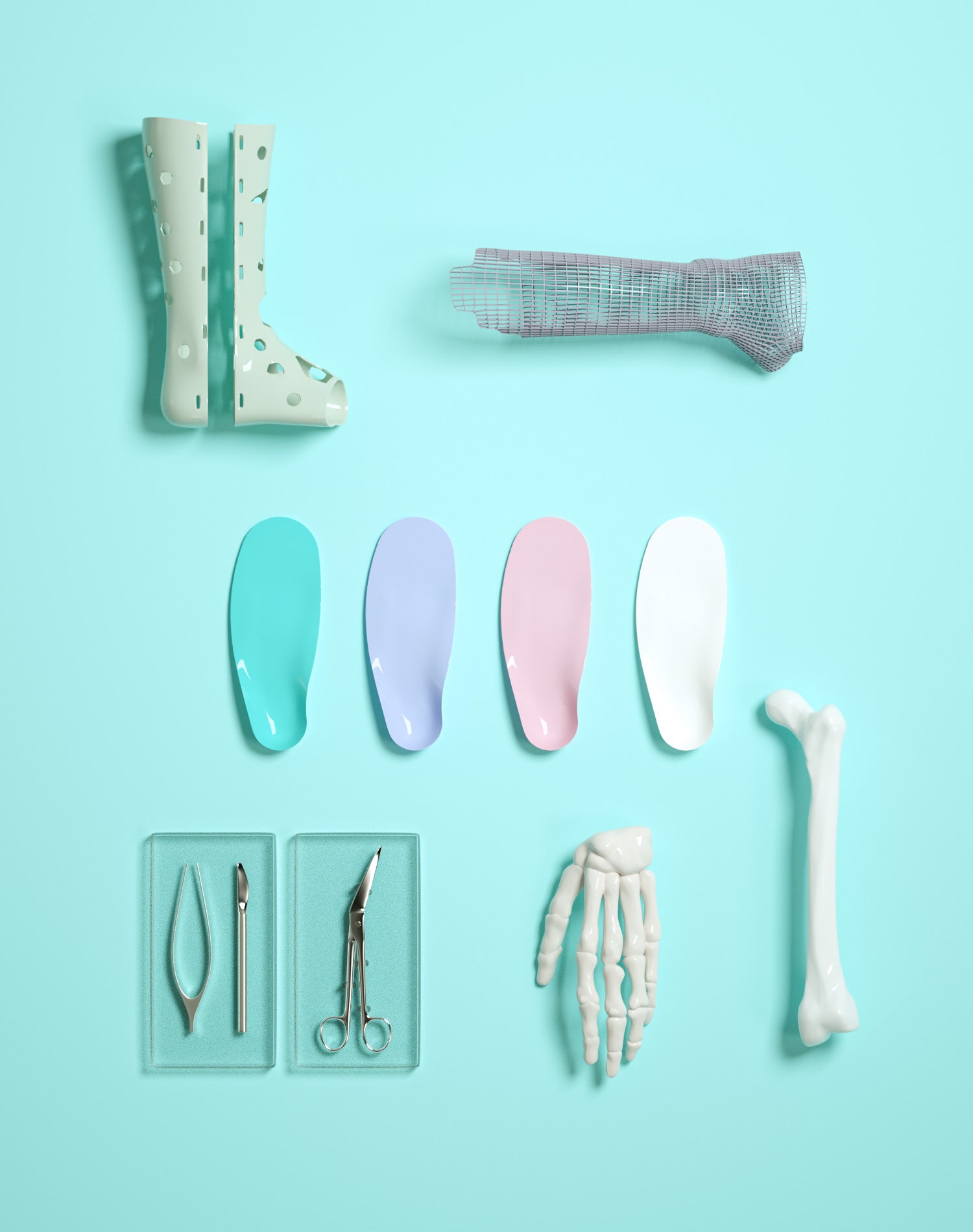 3D printed splint, insole, medical instrument for use healthcare