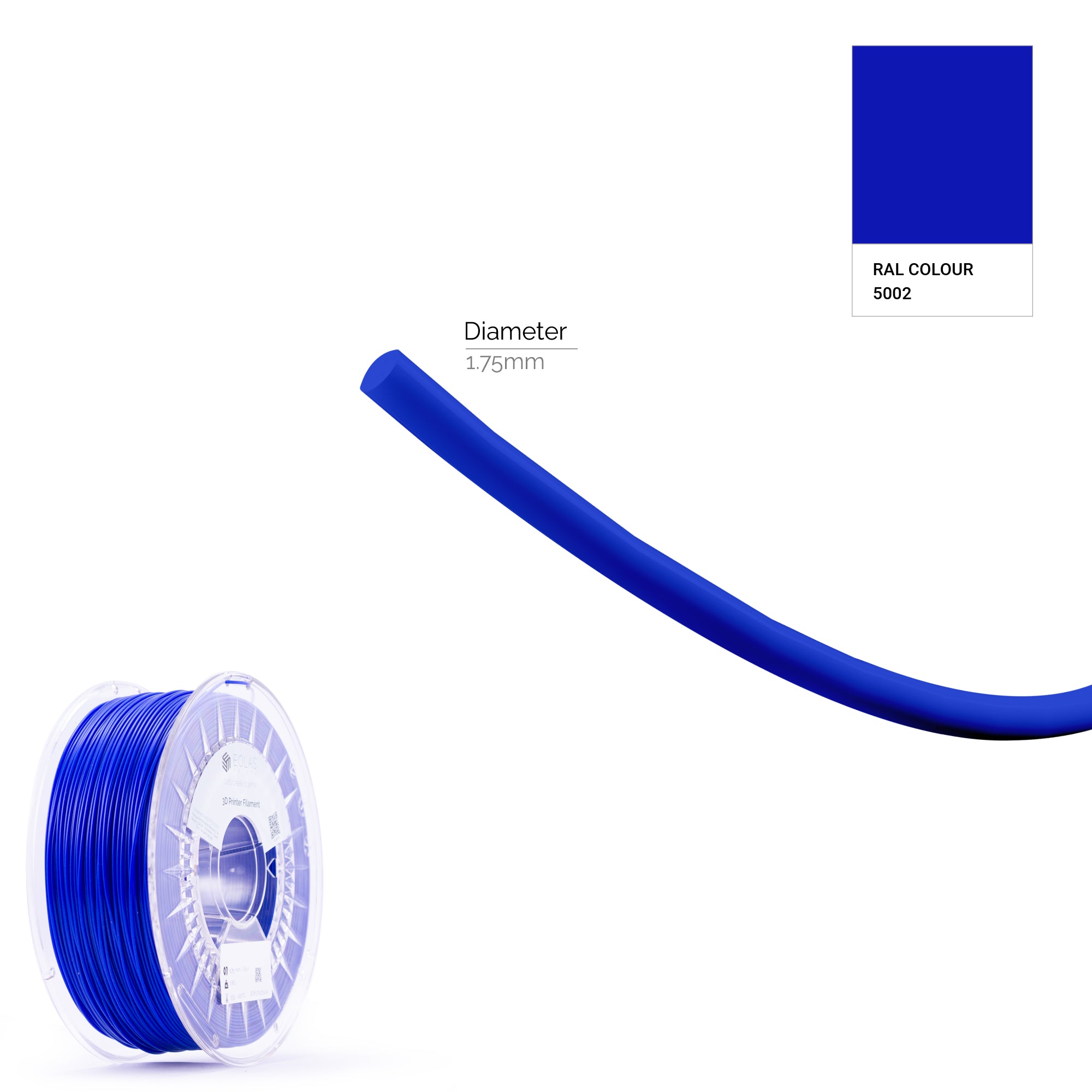 Blue High Speed PLA filament spool. 