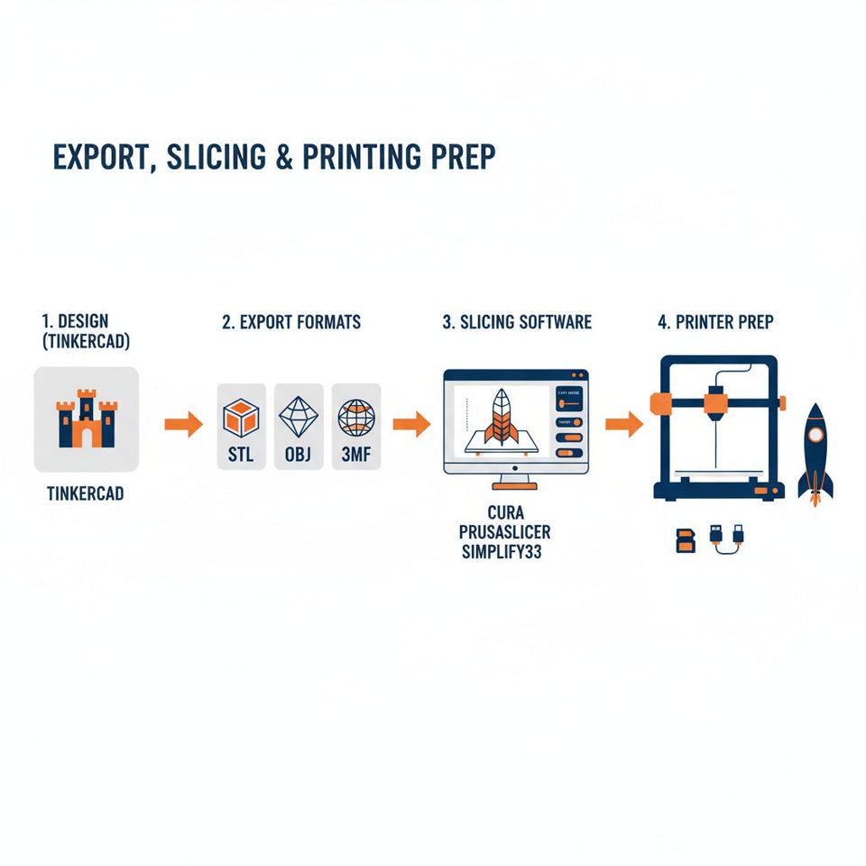 Exporting from TinkerCAD, slicing and print preparation — from design to finished 3D print — Eolas Prints