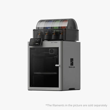 Bambu Lab P2S with AMS multi-colour unit loaded with filament spools