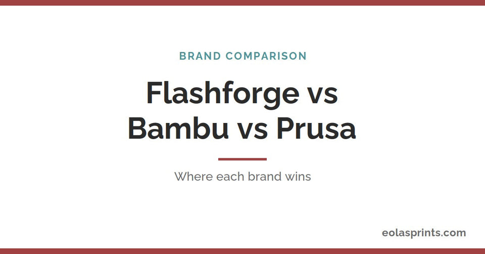 Flashforge vs Bambu Lab vs Prusa brand comparison | Eolas Prints