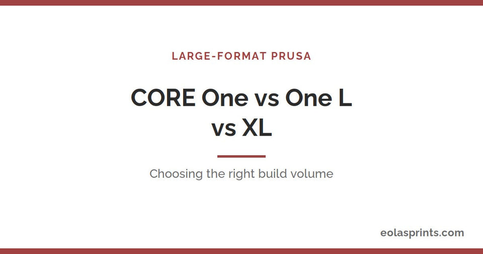 Prusa Core One vs Core One L vs XL large-format comparison | Eolas Prints