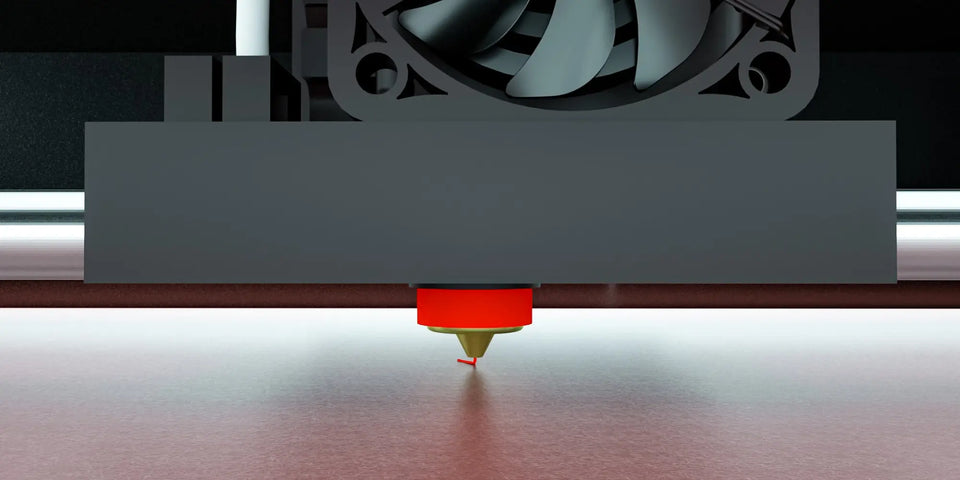 Bambu Lab 3D printer nozzle during calibration — Bambu Studio calibration guide for flow rate and pressure advance | Eolas Prints