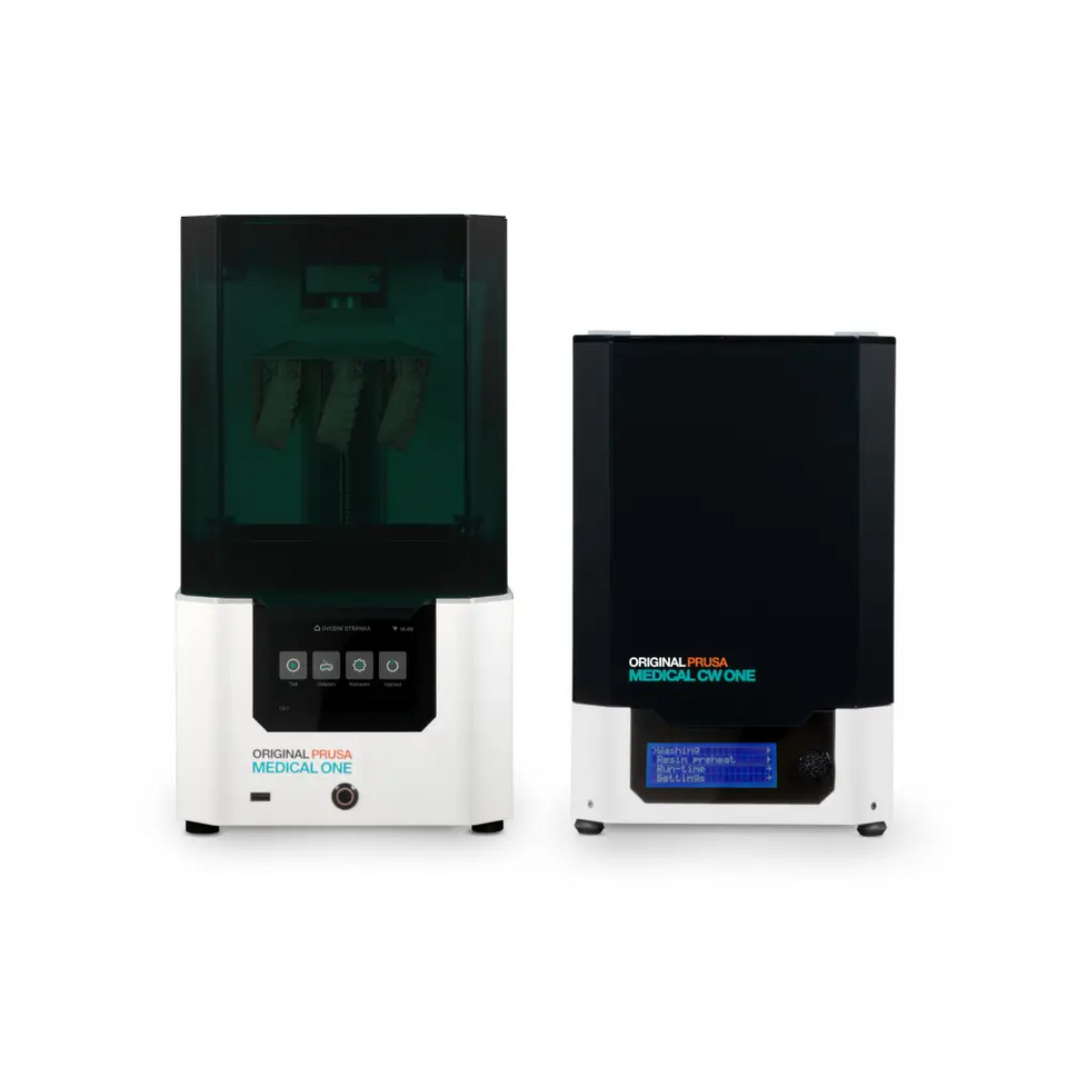 Original Prusa Medical One dental SLA 3D printer with printed dental models