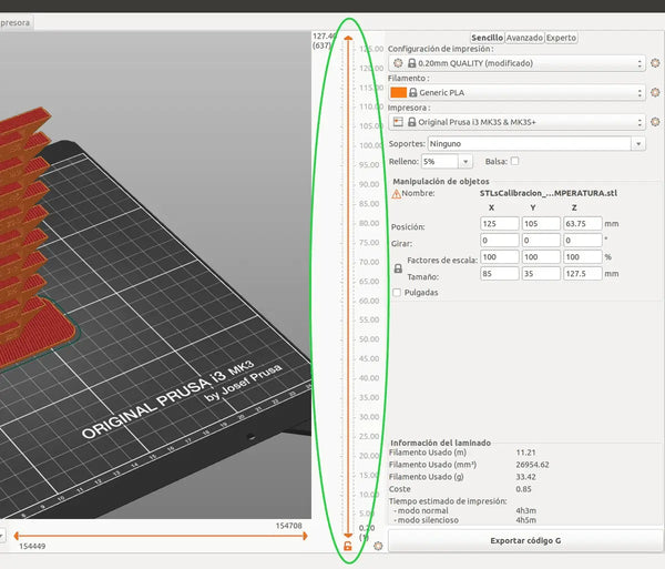 PrusaSlicer layer seleccion bar