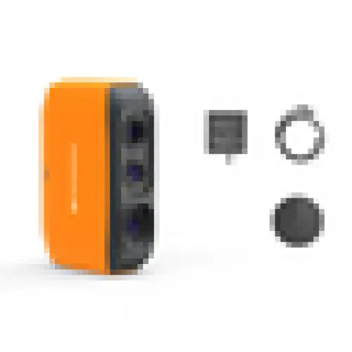 Orange silicone phone case with matte finish and minimalist design shown on the back side for 3DMakerpro Fox 3D scanner