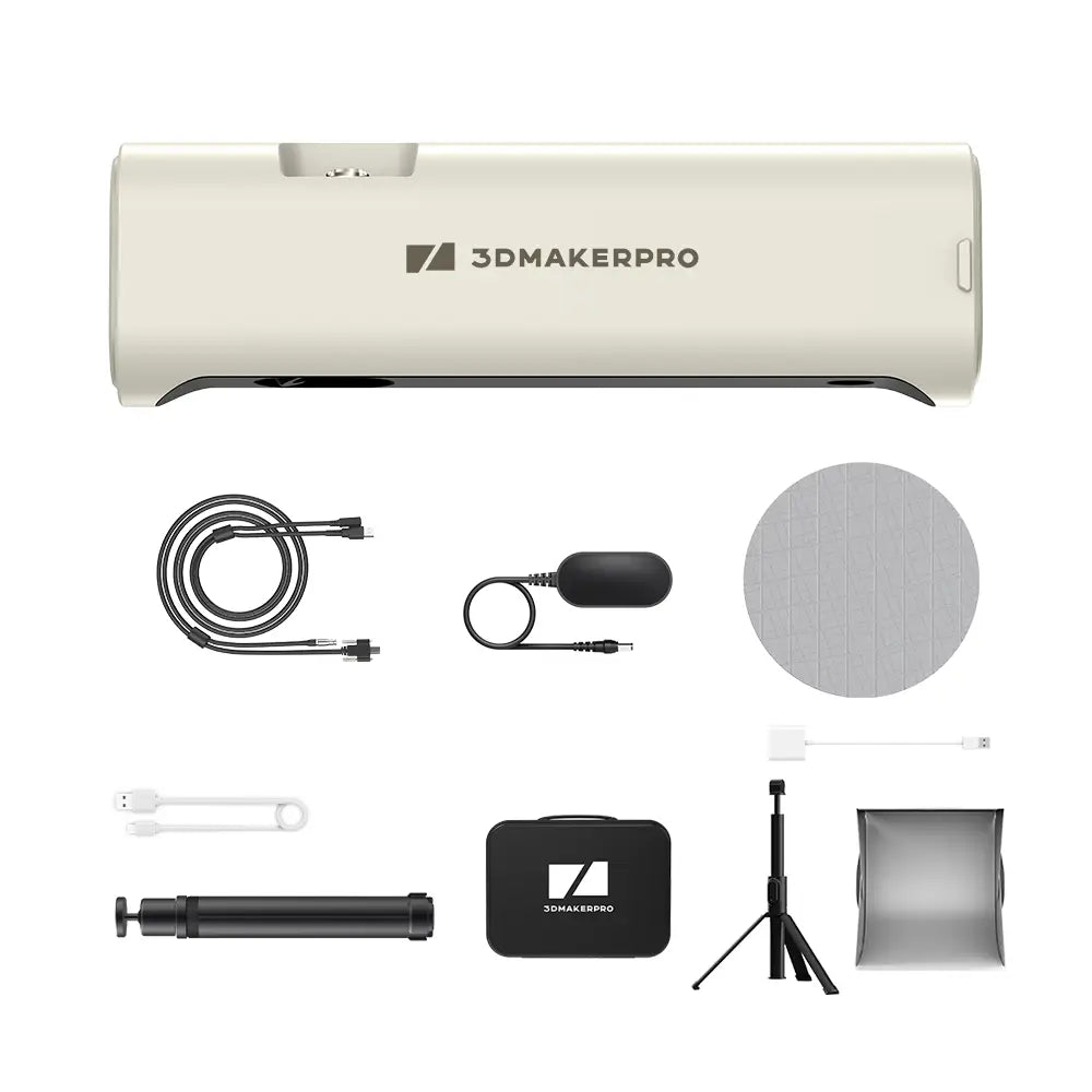 Cream-colored 3DMakerpro Lynx 3D scanner with sleek matte design for large objects
