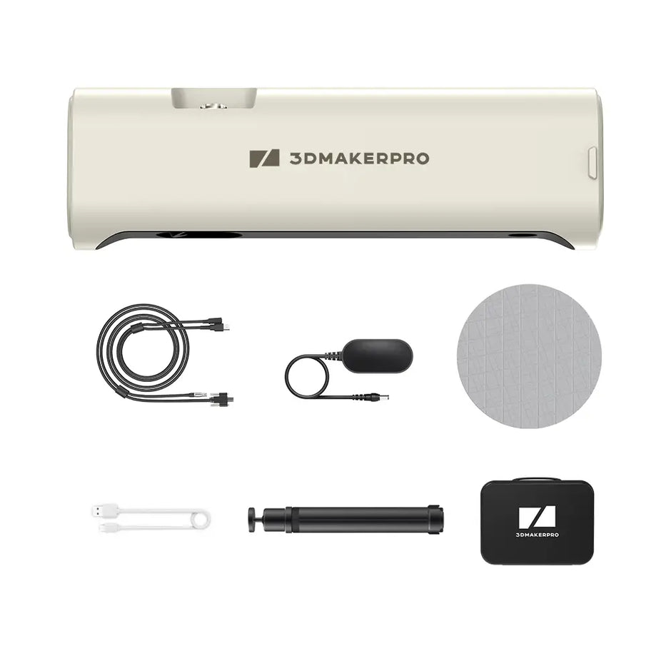 3DMakerpro Lynx 3D scanner with cream-colored 3D printer for large objects