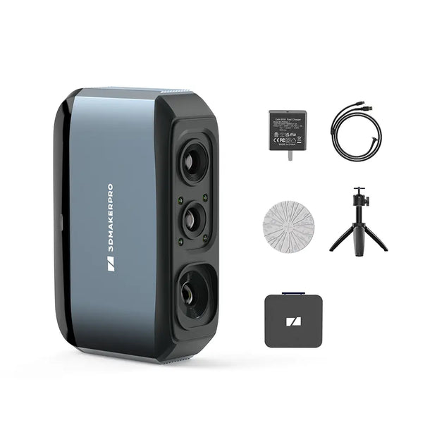 3DMakerpro Moose 3D scanner: sleek black handheld with three lenses