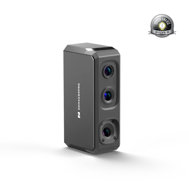 Sleek matte black 3DMakerpro Seal 3D scanner with ultra-high precision lenses