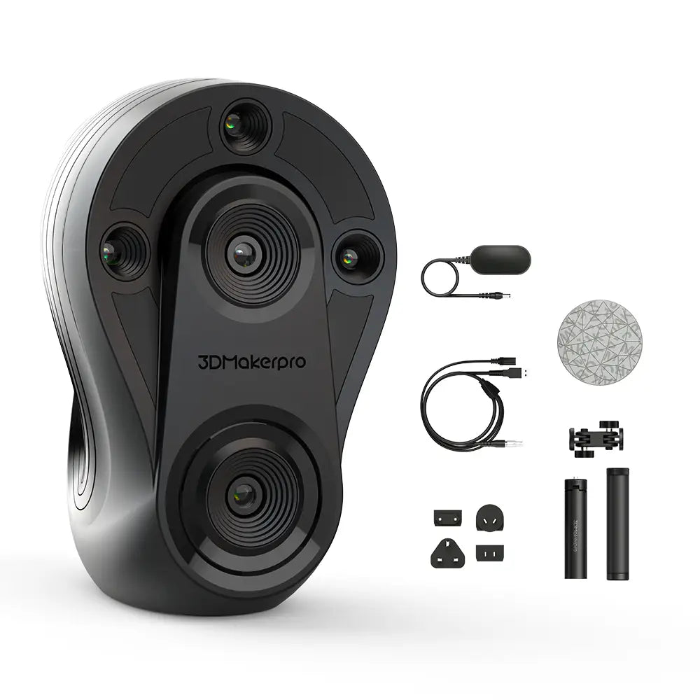 3DMakerpro Whale 3D scanner with black 360-degree camera and oval lenses