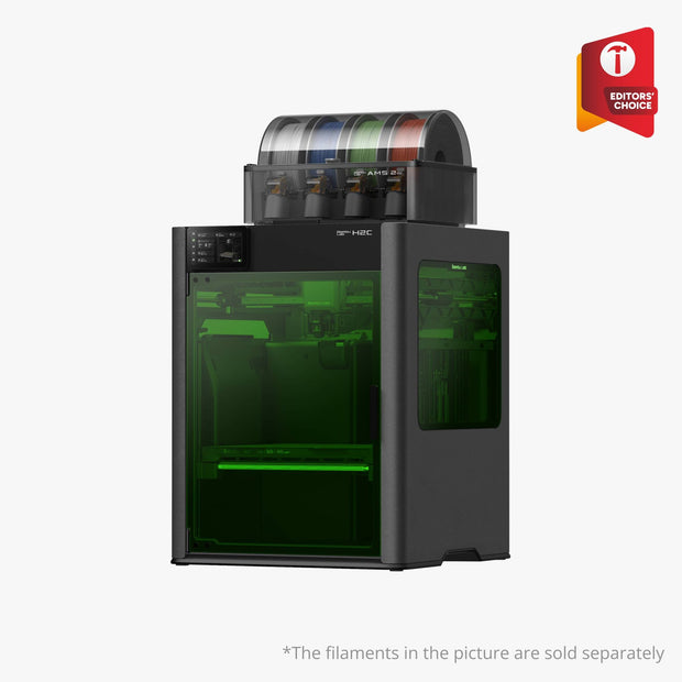 Bambu Lab H2C Laser Full Combo con ventanas de seguridad láser verdes y AMS 2 Pro