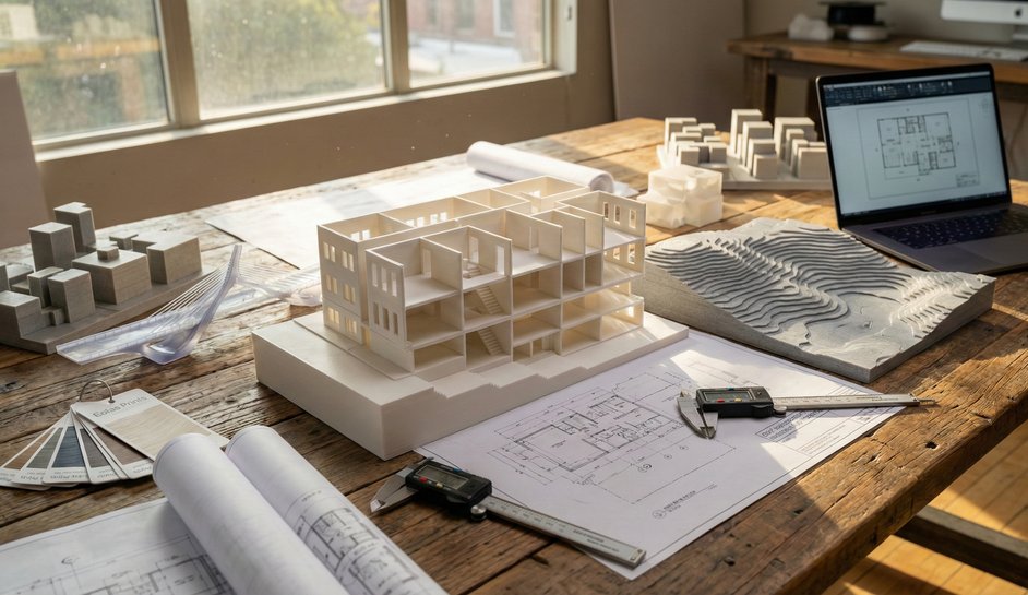 Professional architectural 3D printing and scale model fabrication for global developers, featuring high-precision physical models and urban planning prototypes.