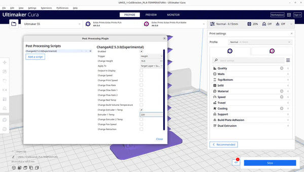 Ultimaker CURA ChangeAtZ plugin