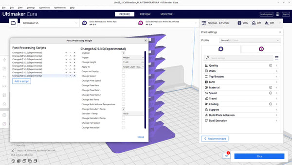 Ultimaker CURA ChangeAtZ Eolas Prints temperature tower