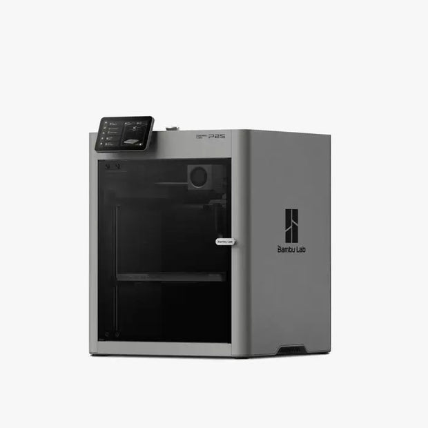 3D printer Bambu Lab P2S with black and gray design and digital display panel