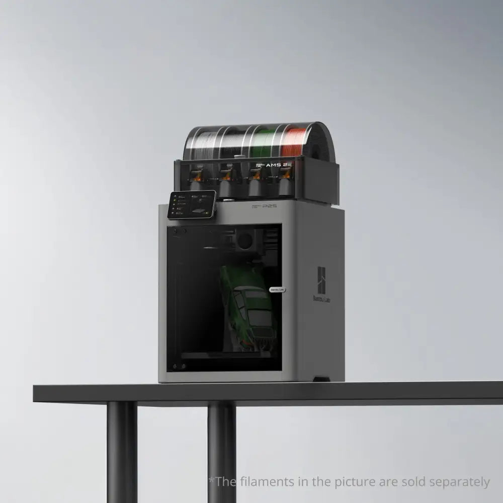 Bambu Lab P2S Combo 3D printer with multi-spool automatic material changing system and chamber monitoring camera