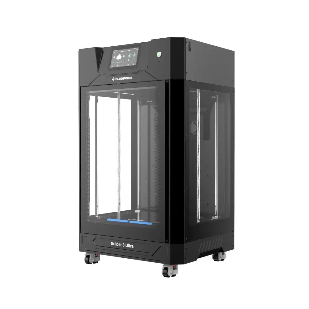 Black enclosed 3D printer.