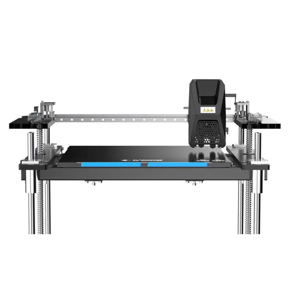 Black and silver 3D printer.