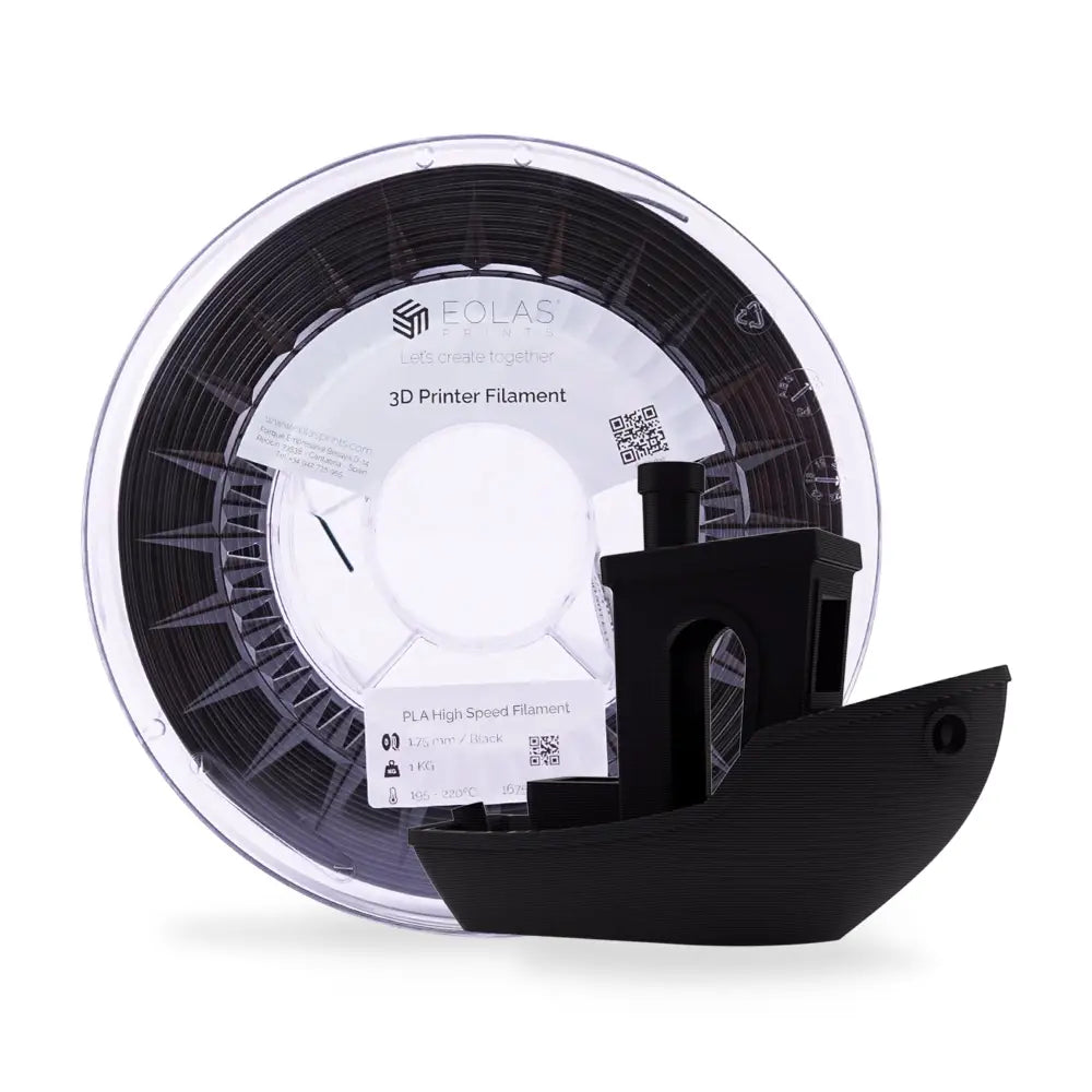 Black High Speed PLA filament spool. 