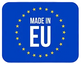 Logo with 'Made in EU' text on a blue background