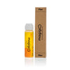 Yellow-orange liquid in a clear bottle next to its brown cardboard packaging labeled ’Magigo Flex’.