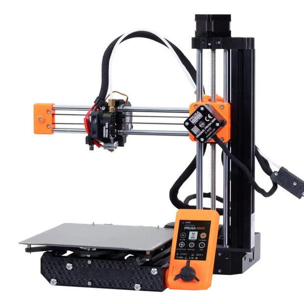 Orange and black 3D printer.