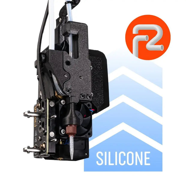 Original Prusa XL silicone printing toolhead with black and silver extruder and nozzle