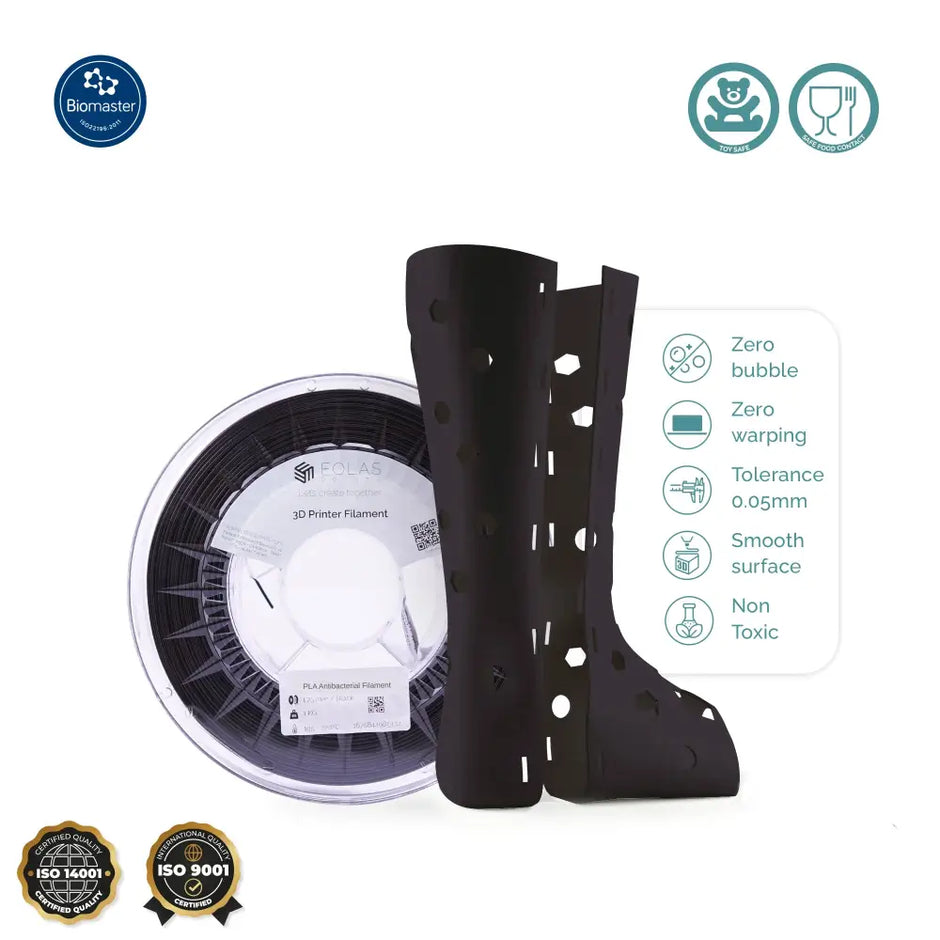 Black orthopedic boot or brace with accompanying circular packaging.