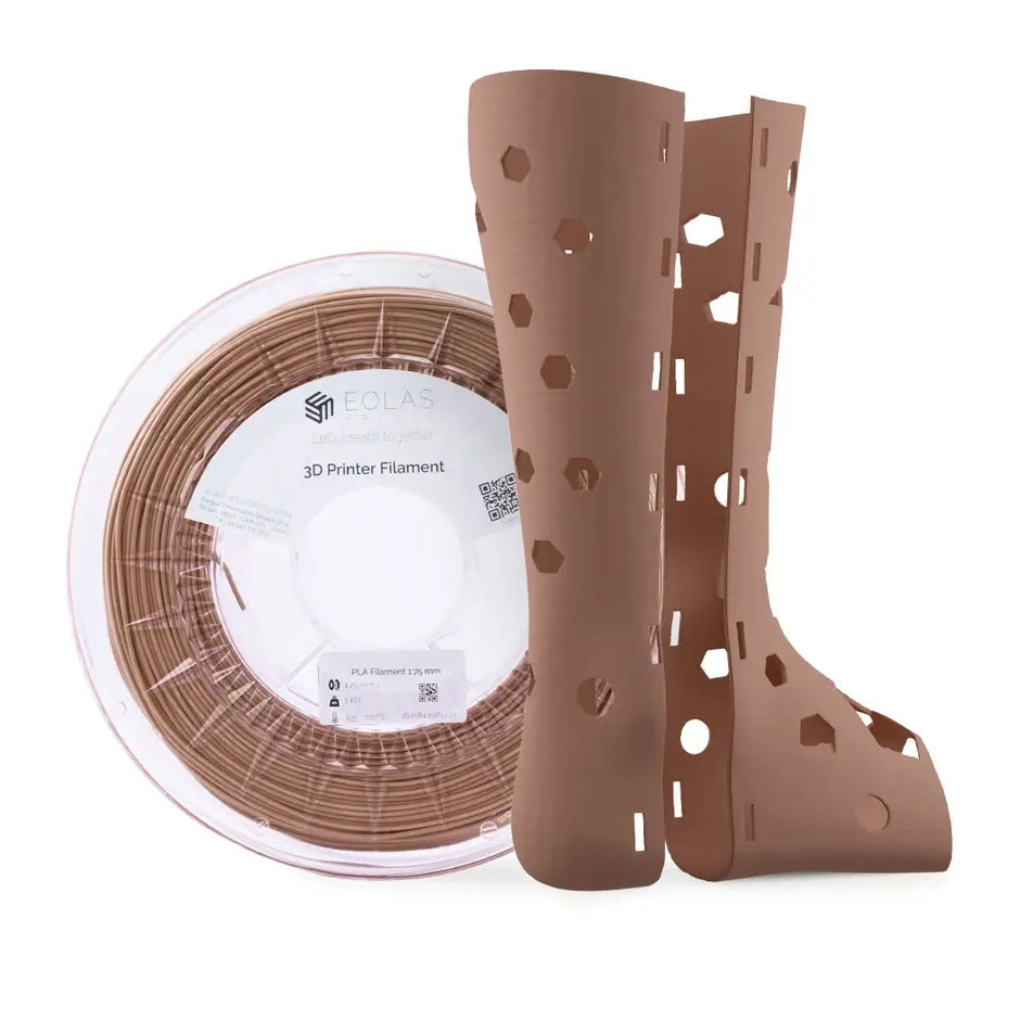 Brown PLA filament 1.75mm spool with printed leg guards by Eolas Prints