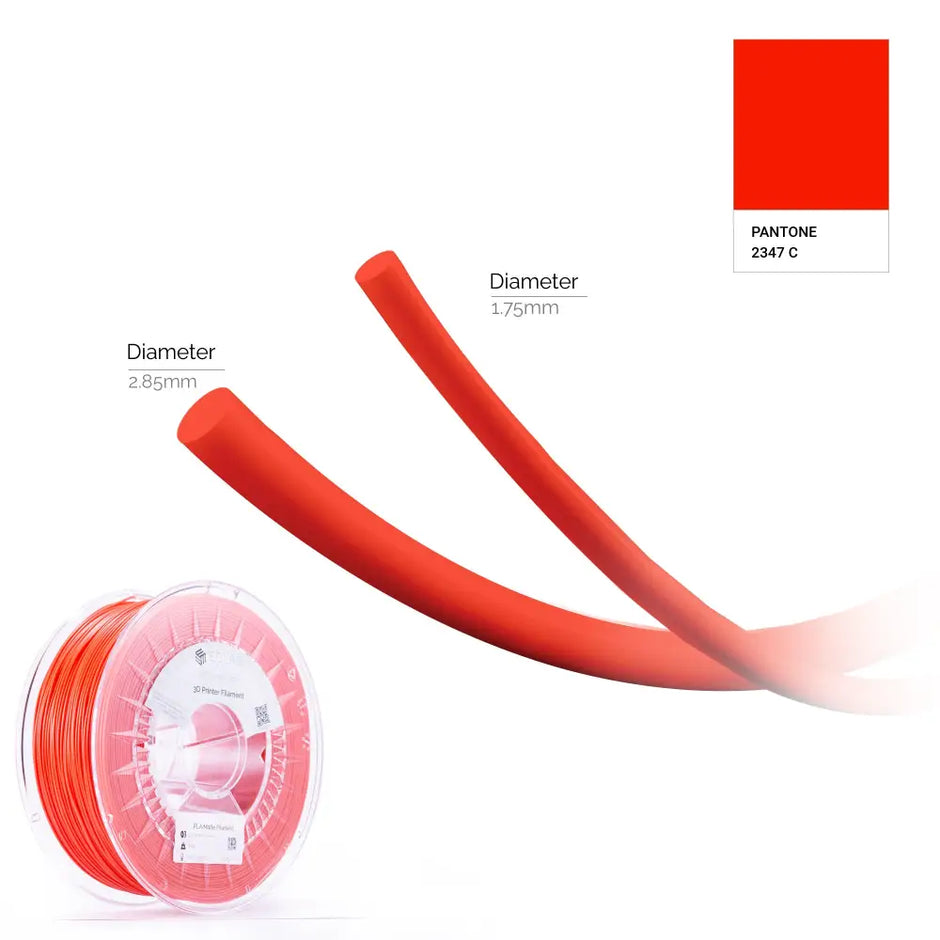 A red PLA Matte spool available in diameters 1.75 & 2.85 mm 