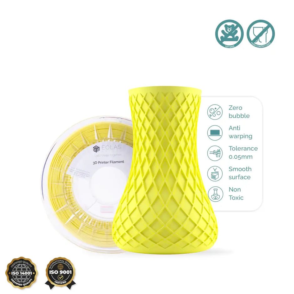 A yellow PLA Matte filament spool with a 3D printed jar — Eolas Prints