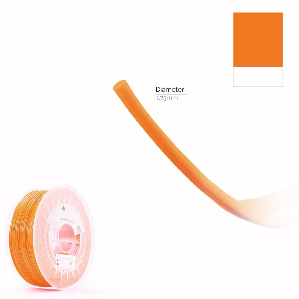 Orange PLA Neon Filament 1.75mm on spool for 3D printing, ideal neon filament