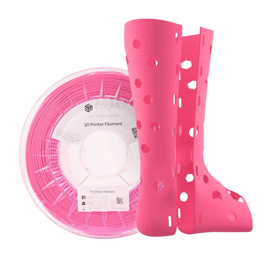 Pink PLA Neon Filament spool with perforated support for 3D printing