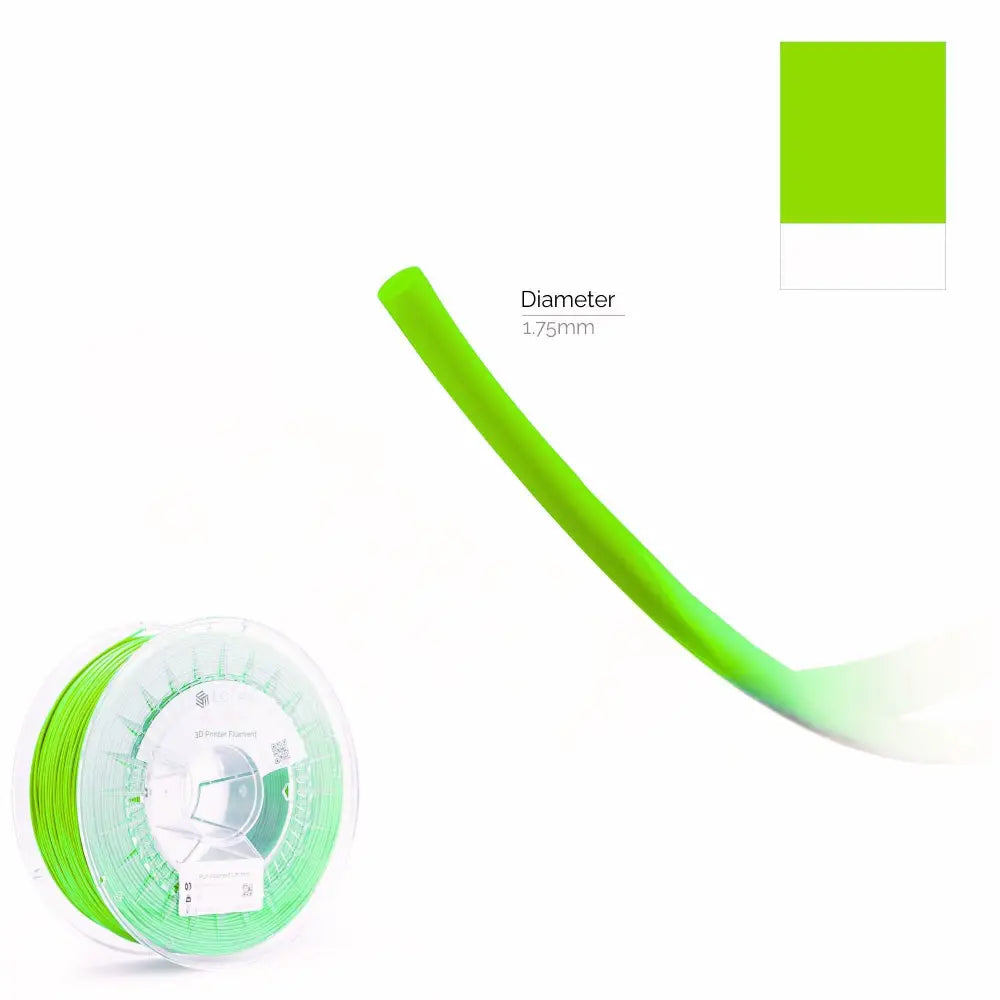 Bright green PLA Neon Filament spool with 1.75mm diameter for 3D printing projects