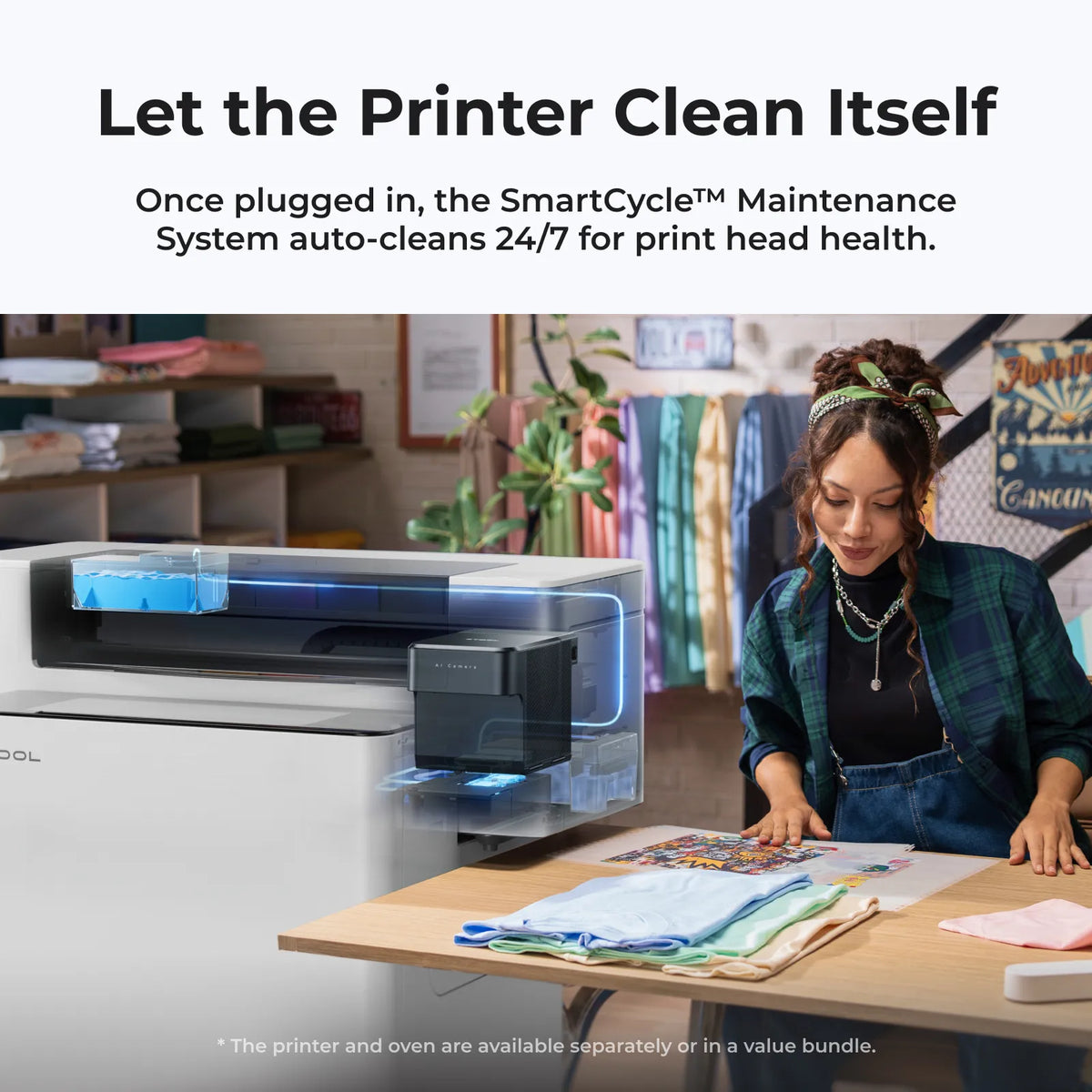 SmartCycle-Selbstreinigung des xTool Apparel Printer Plus