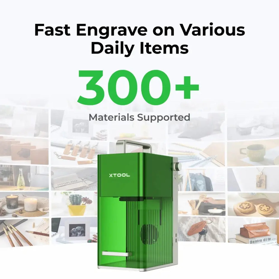 Green laser engraver with transparent front panel on xTool F1 Portable High Speed Laser Engraver