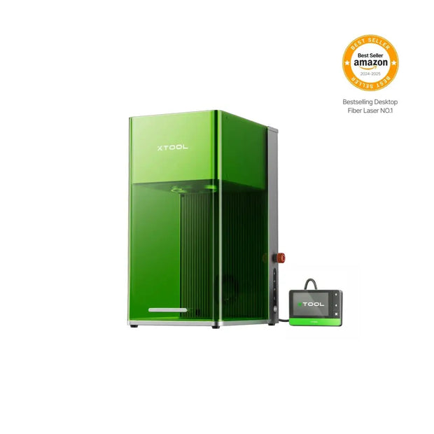 Green and grey xTool F1 Ultra laser engraver with control panel for precision cutting