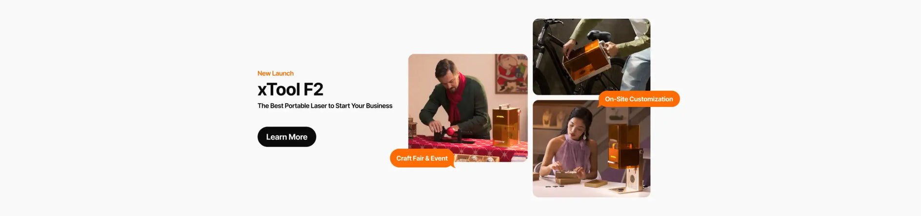 Xtool f2 laser engraver, sleek black and silver design with a compact build for precision cutting and marking.