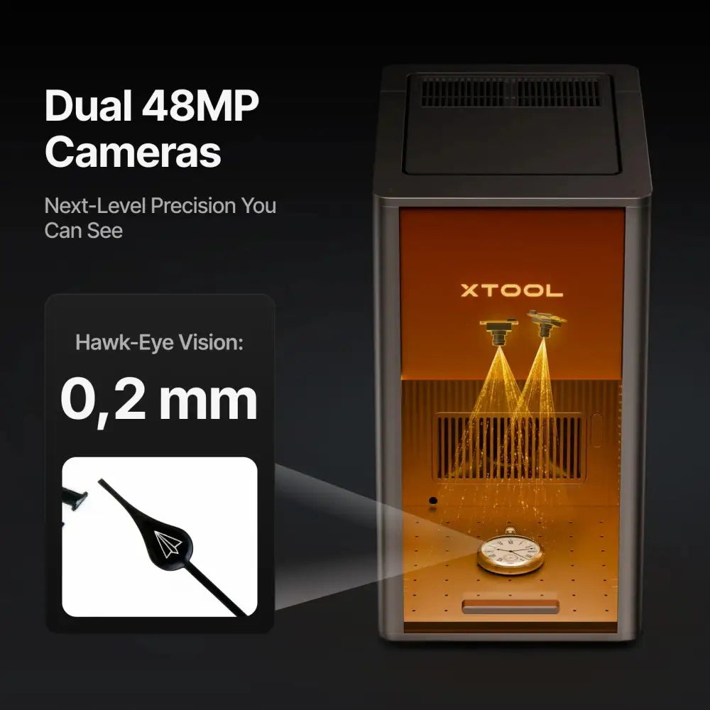 XTool F2 Ultra laser engraver with black 3D scanner, dual 48MP cameras