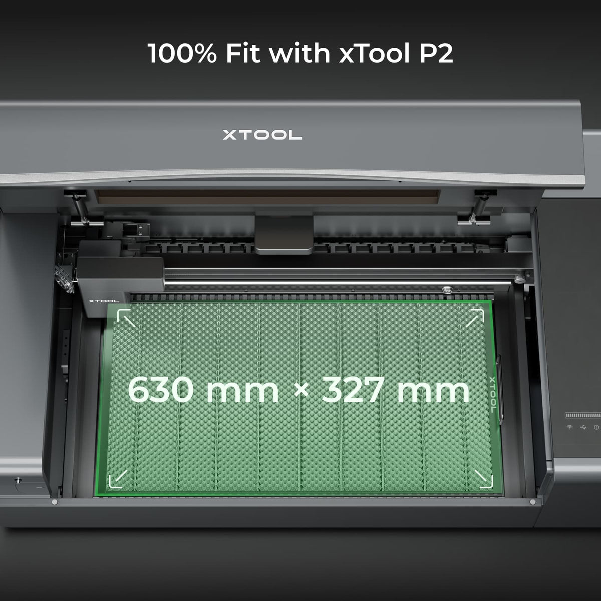 Wabenplatte 2.0 im Arbeitsbereich des xTool P2, 630 × 327 mm