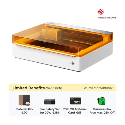 White and amber-colored resin 3D printer with a transparent orange cover.