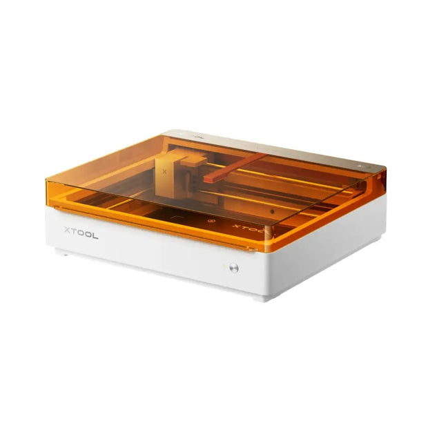 White and amber xtool m2 color craft laser cutter and engraver with transparent lid for precise engraving and cutting tasks