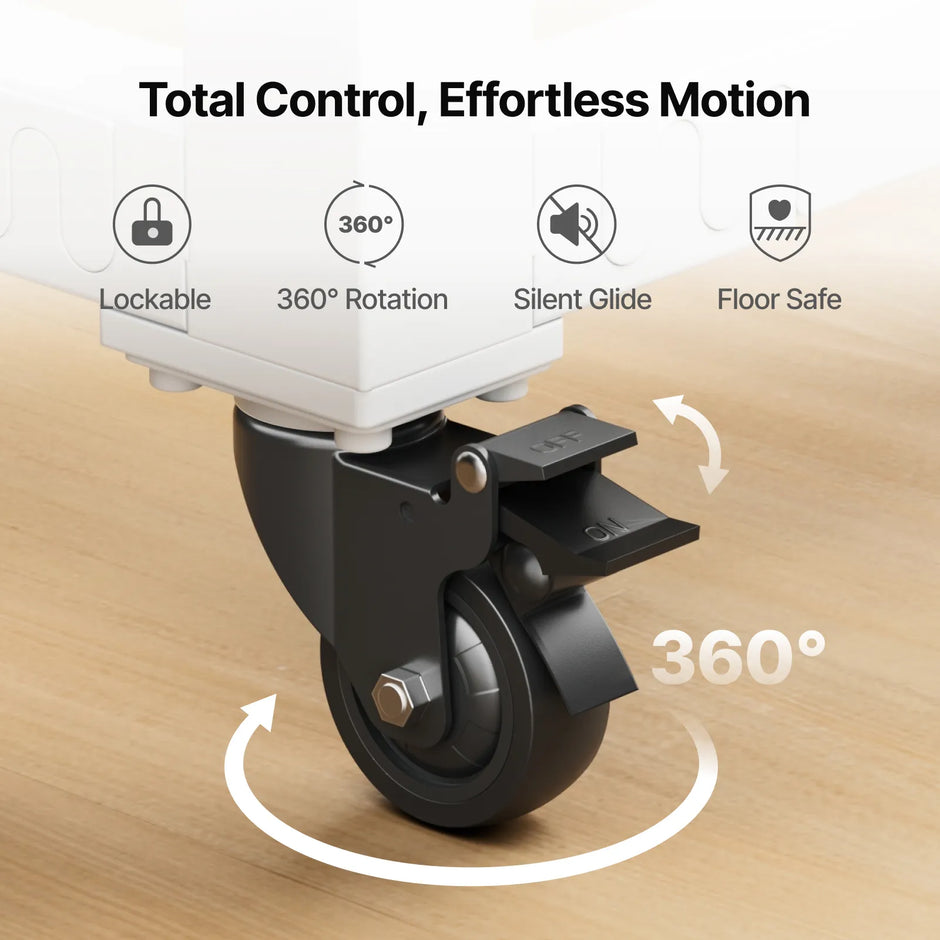 Lockable 360-degree casters on the xTool P3 stand