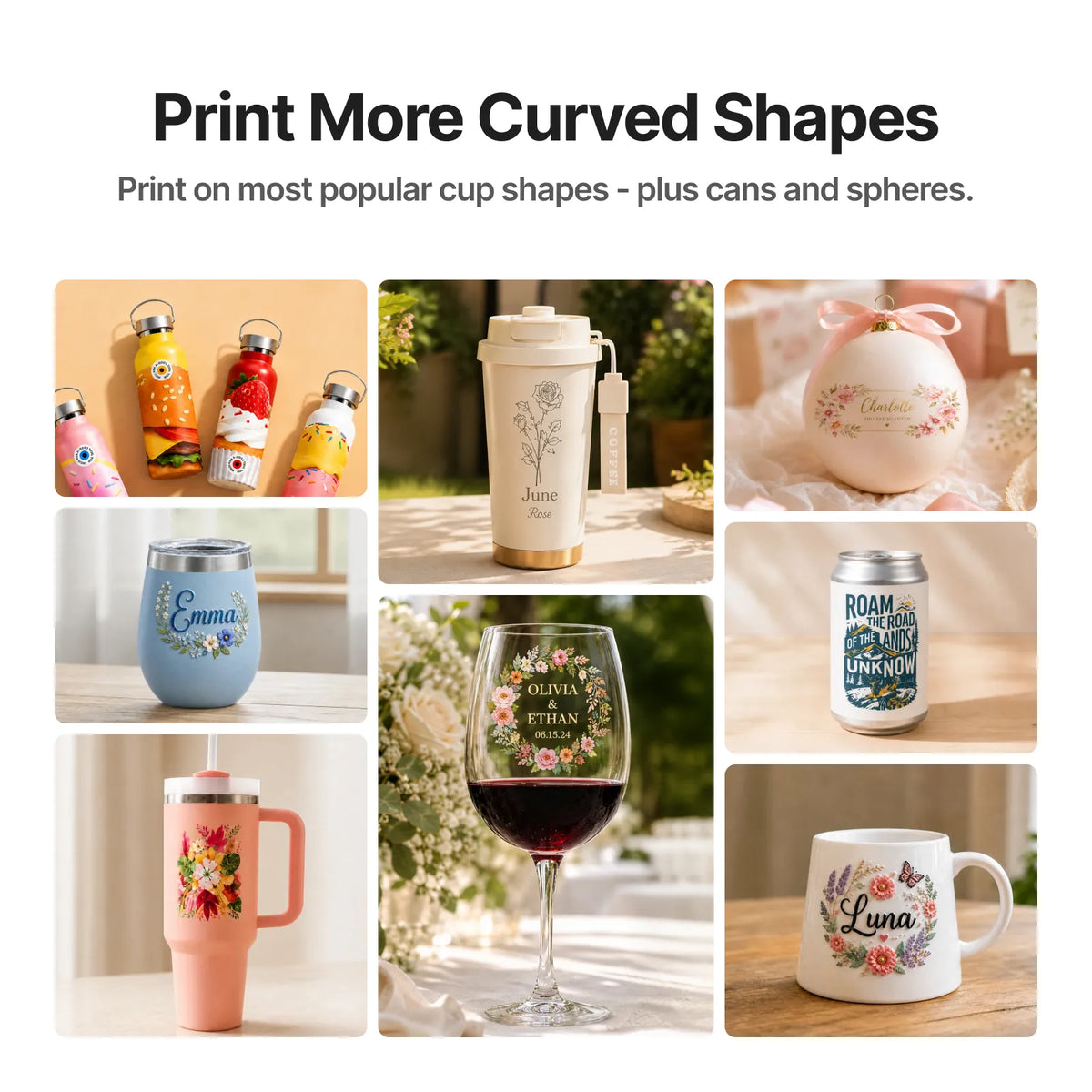 Tazas, vasos, latas y esferas impresos con el OR1