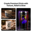 Textura, relieve y efectos fluorescentes en vasos y tazas