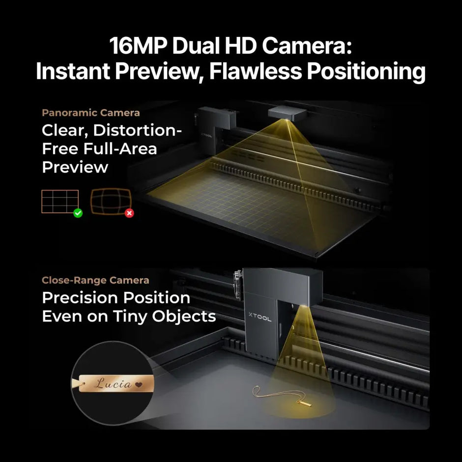 XTool P2S 55W Desktop CO2 Laser Cutter with 16MP Dual HD Camera for precise engraving