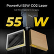 XTool P2S 55W Desktop CO2 Laser Cutter with black and yellow accents for thick material engraving