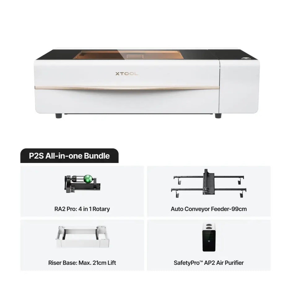 White and gold XTONE laser engraving machine with black accents for xTool P2S 55W Cutter