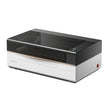 XTool P3 80W CO2 laser cutter with black and white 3D printer casing and transparent glass top